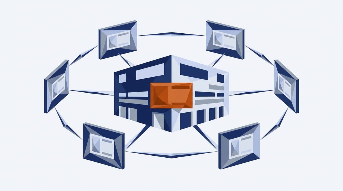 A storage facility connected to six directory listings that all show the same consistent business details