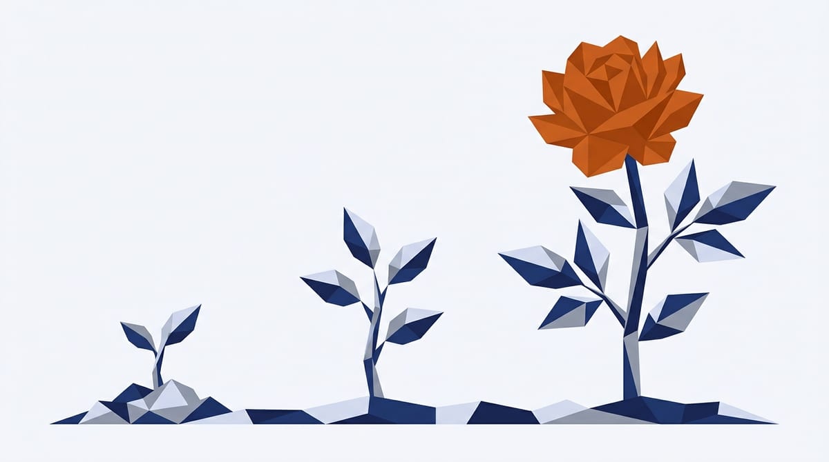 A plant shown growing from sprout to full plant, representing SEO results building over time